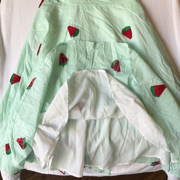 Voodoo Vixen Women Dress S Mint Green Watermelon Embroidery Fruit Fit & Flare - Picture 9 of 12